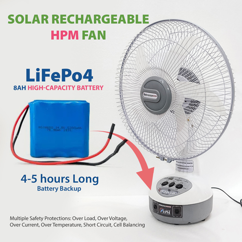 30 Watt Solar Fan Rechargeable  , Inbuilt Lithium Battery 12.8V - 10Ah 
