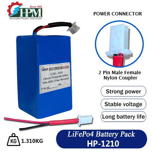 10AH-12.8V, Lithium Phosphate Battery with Inbuilt BMS, (3.2V-4S)