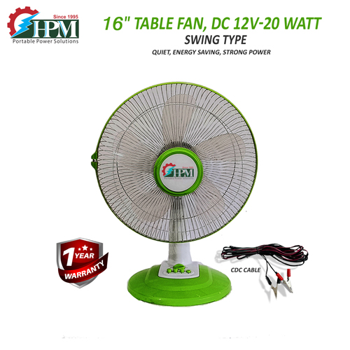 Swing Type DC Table Fan, 12V-20 Watt