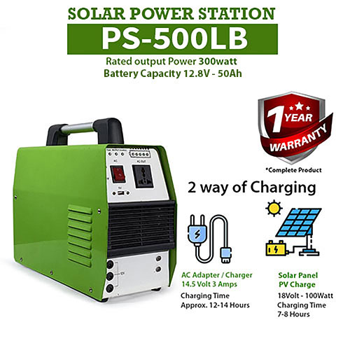 500VA Solar Power Station with Inbuilt 704WH Lithium-Battery, PS-500LB