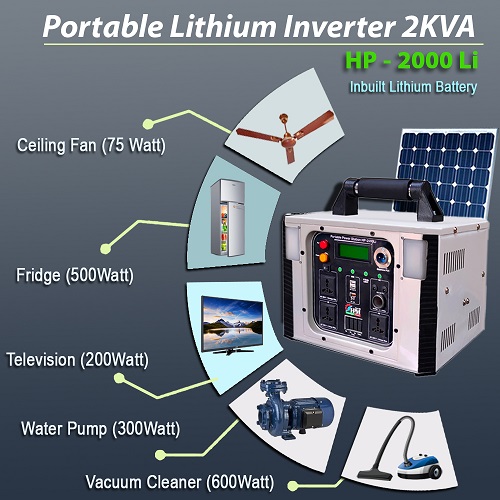 2KVA Inverter with In-Built Lithium Battery, HP-2000Li