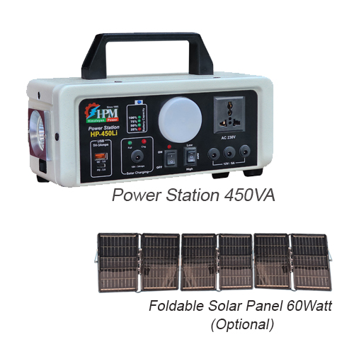 450VA Solar Power Station with Inbuilt 296 WH Lithium-Battery, HP-450Li