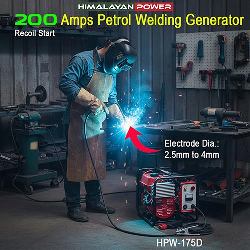 200 Amps Petrol Welding Generator, Model HPW-175D, Recoil Start