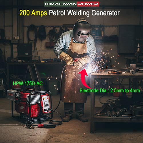 200 Amps Petrol Welding Generator , 1 KVA  AC Output, Model HPW-175D-AC, Recoil Start