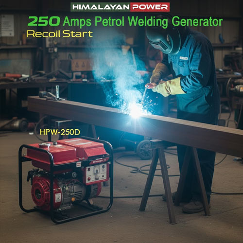 250 Amps  Petrol Welding Generator , Model HPW-250D, Recoil Start