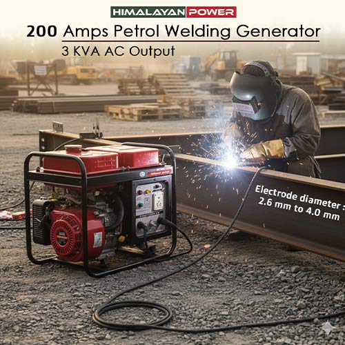  200 Amps Petrol Welding Generator,3 KVA AC Output, Model GE-W5000R, Recoil Start