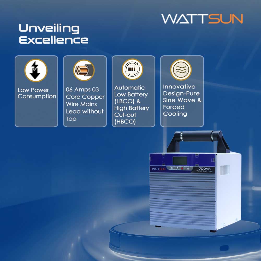   700W portable ups inverter with inbuilt 1024 Wh lithium battery, Ac output 700 VA UPS-700W