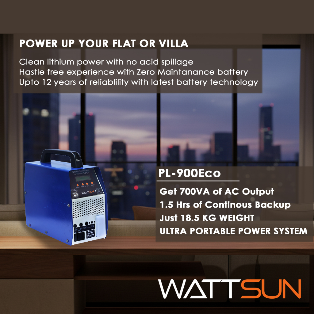 PL-900W-ECO 900VA Pure Sine Wave Eco Lithium Inverter with 60Ah LiFePO4 Battery