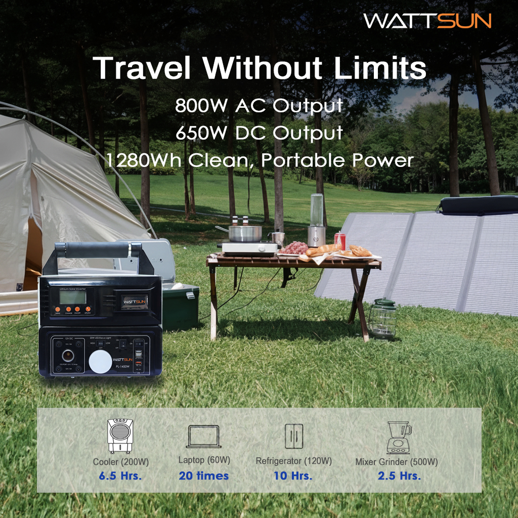 PL-1450W 1450VA Pure Sine Wave Portable Lithium Inverter with 100Ah LiFePO4 Battery