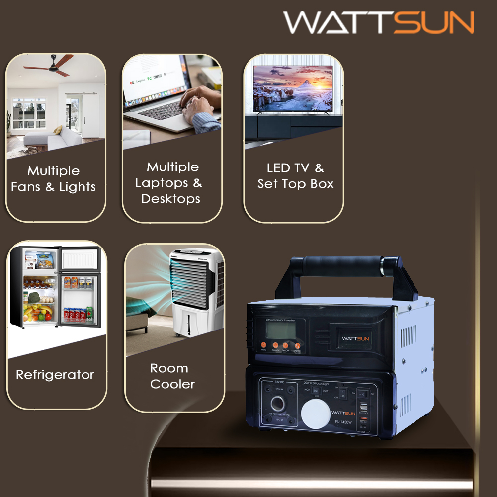 PL-1450W 1450VA Pure Sine Wave Portable Lithium Inverter with 100Ah LiFePO4 Battery