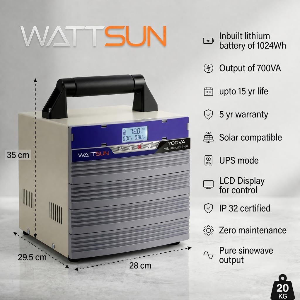   700W portable ups inverter with inbuilt 1024 Wh lithium battery, Ac output 700 VA UPS-700W