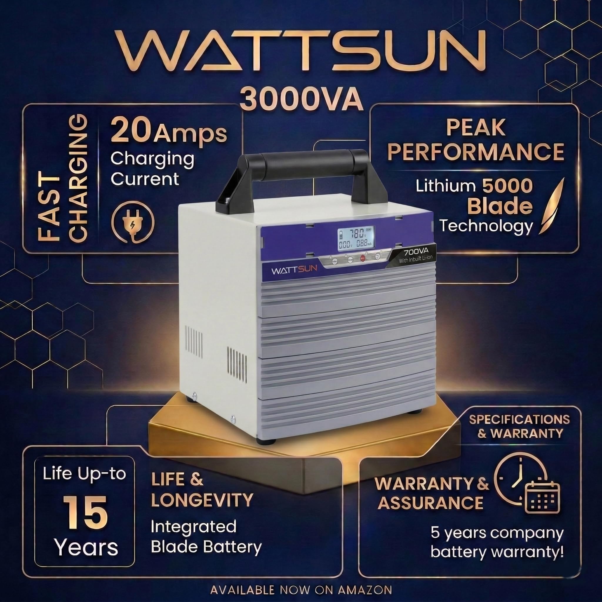   700W portable ups inverter with inbuilt 1024 Wh lithium battery, Ac output 700 VA UPS-700W