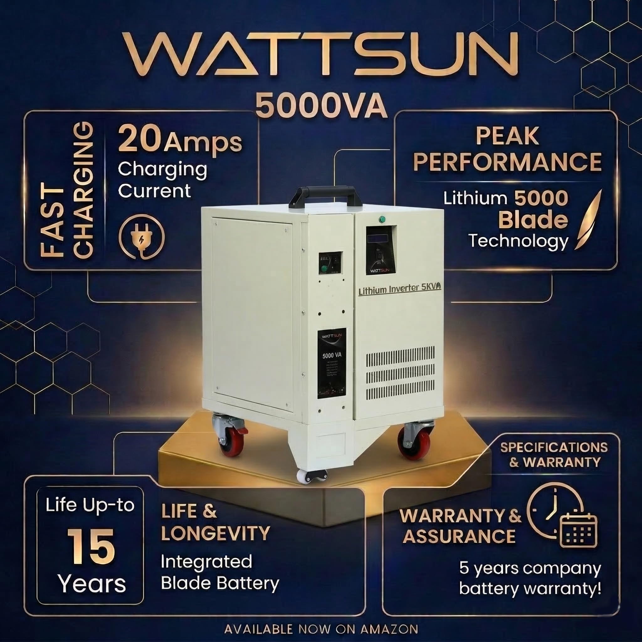 Solar Lithium Inverter UPS-5KVA, PL-5000W, (Panels optinal at extra cost) *Backup upto 8 hours with continue 1.5 ton AC) *1500VA (Bulb Load)