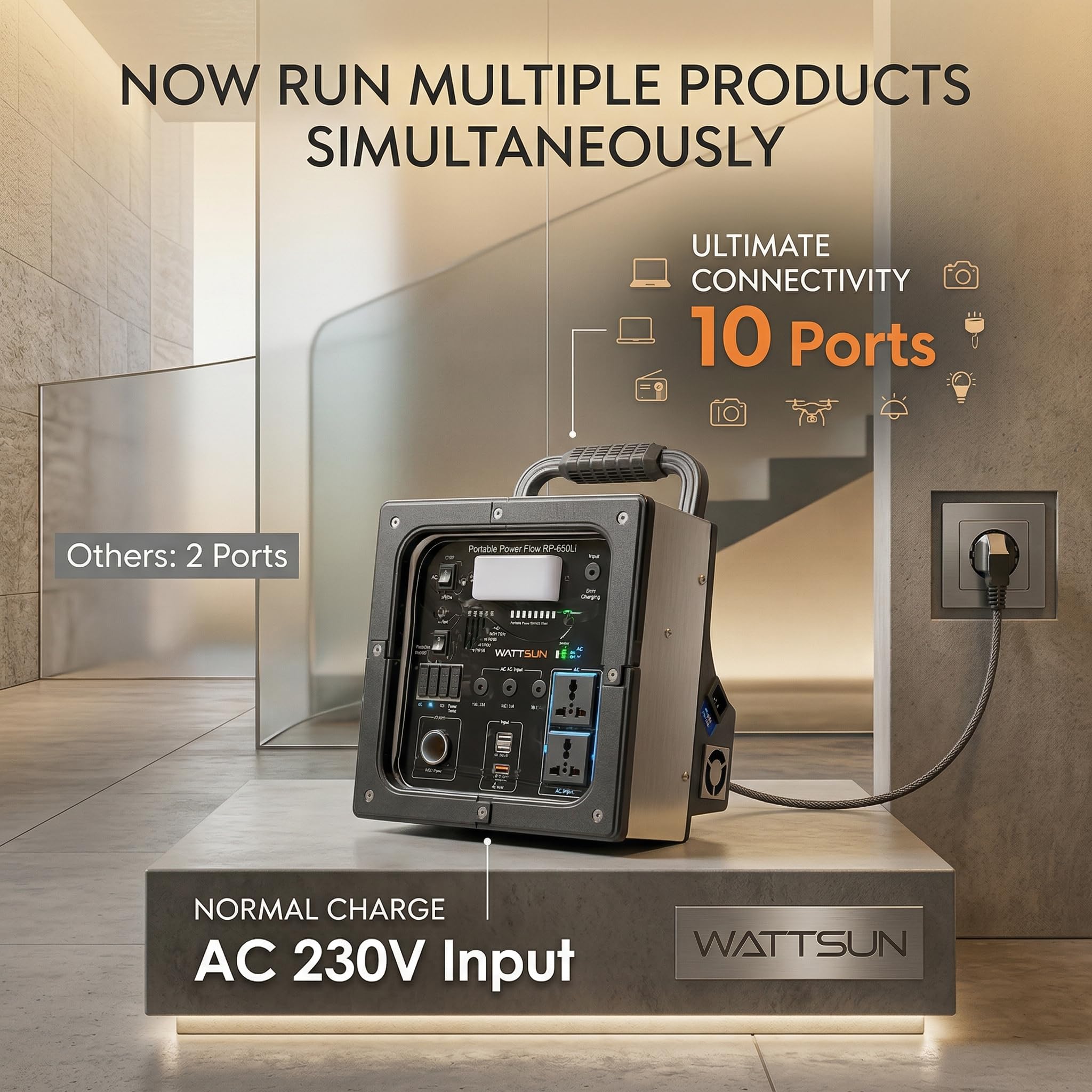 HP-650Li 600VA Modified Sine Wave Lightweight Portable Solar Inverter with LiFePO4