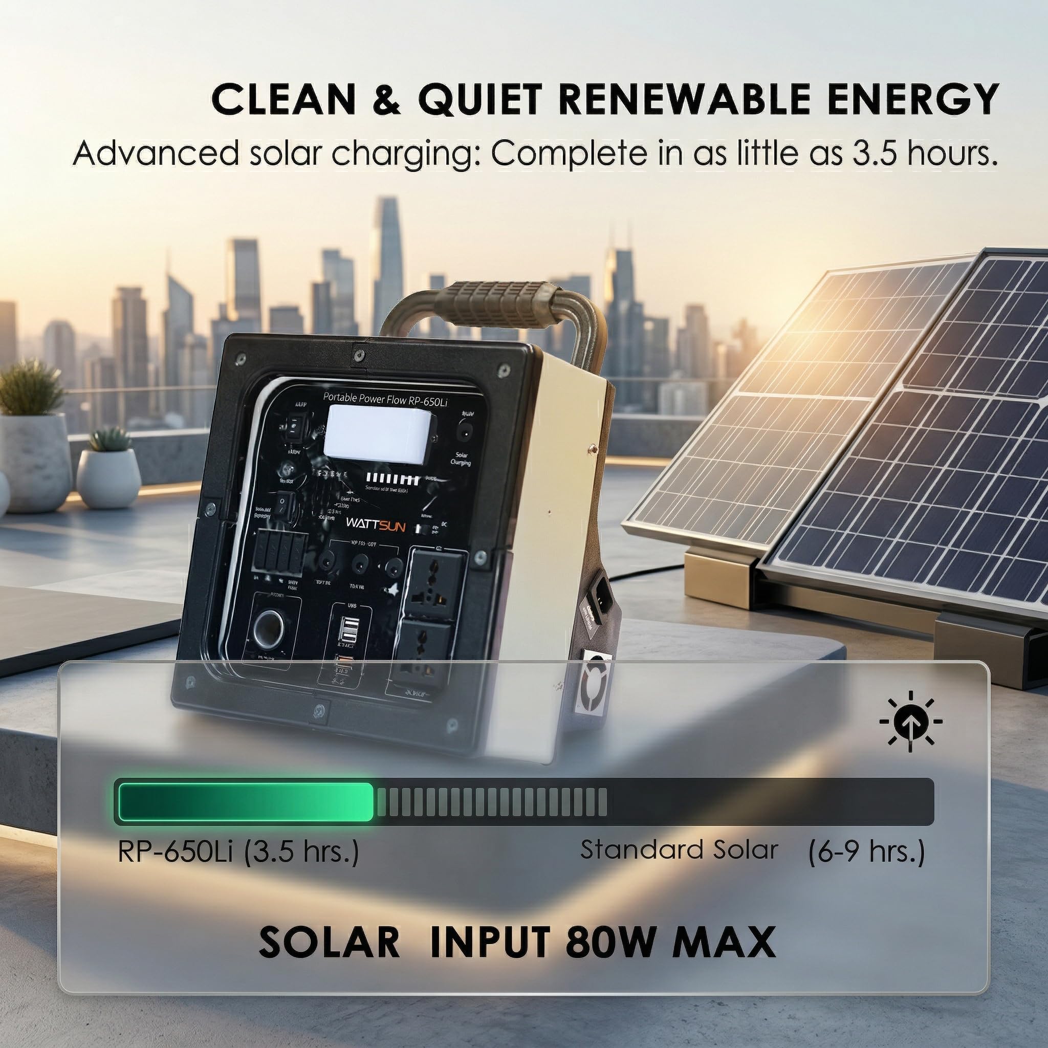 HP-650Li 600VA Modified Sine Wave Lightweight Portable Solar Inverter with LiFePO4