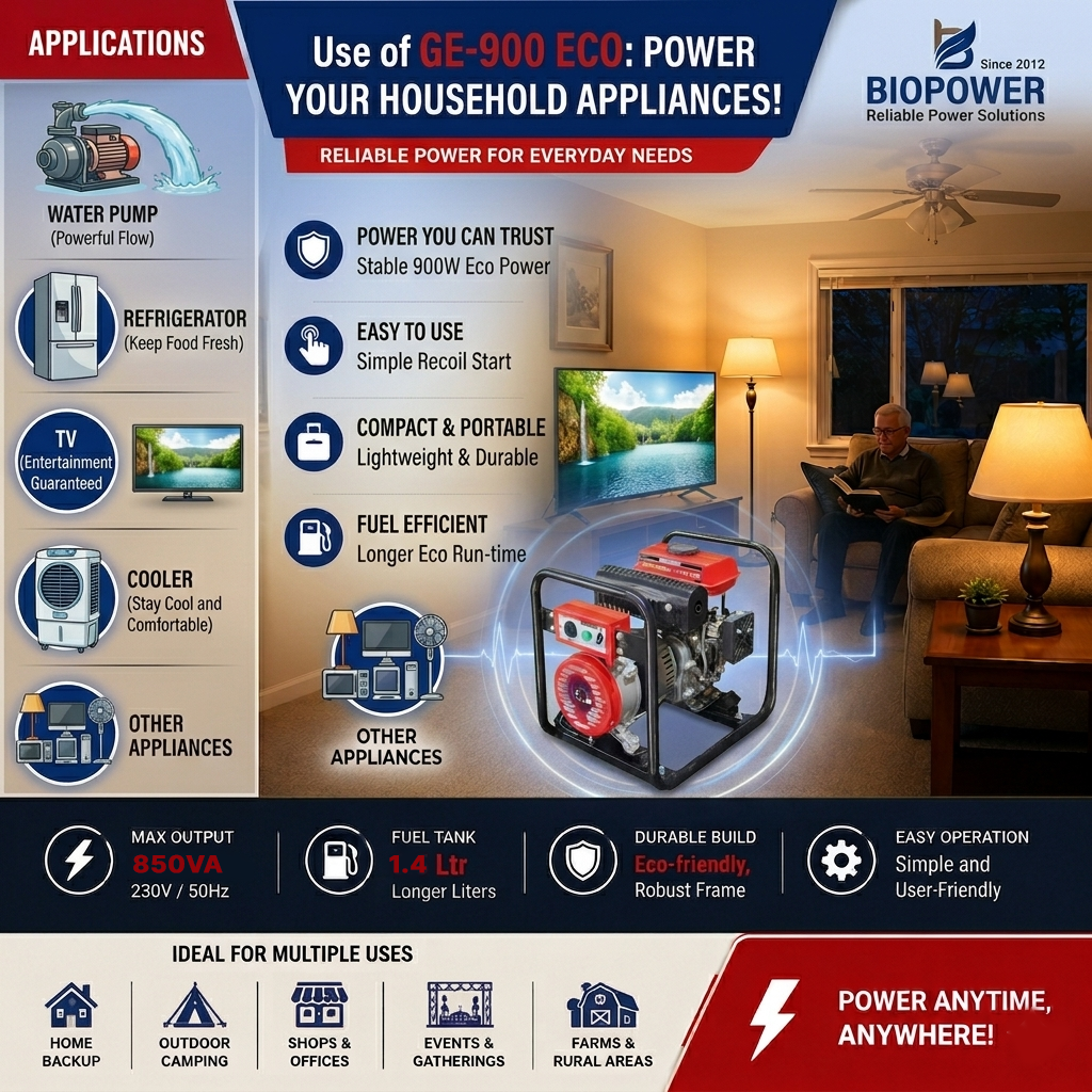 1 KVA Economical Portable Petrol Generator - GE-900ECO