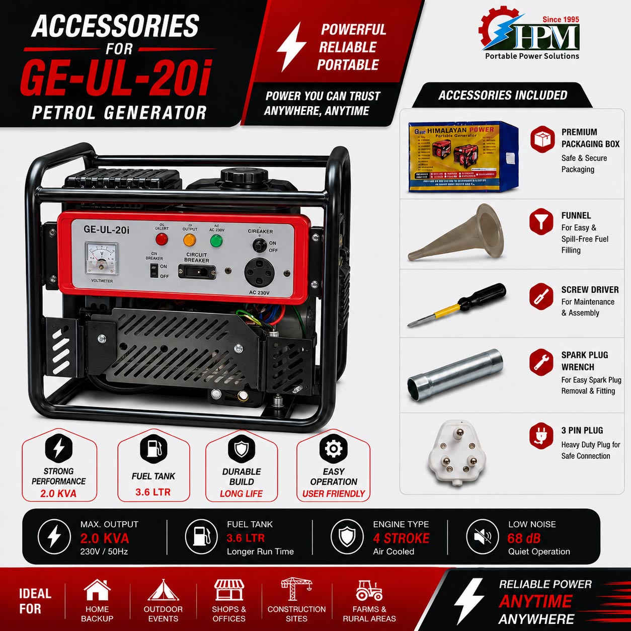 2 KVA Petrol Inverter Generator , Model Oasis UL-20i , Recoil Start