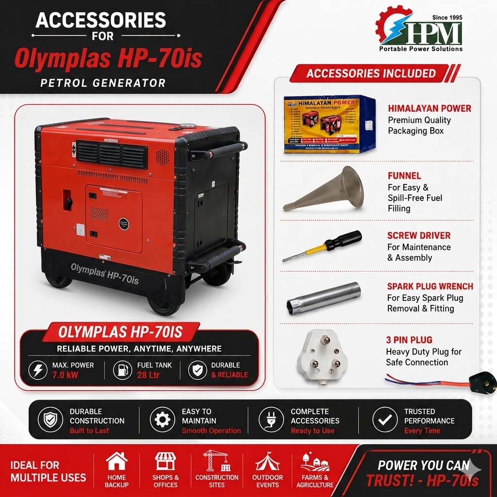8 KVA Pure Sine Wave Portable Inverter Generator (Recoil, Self & Remote Start), Olympias HP-70is 